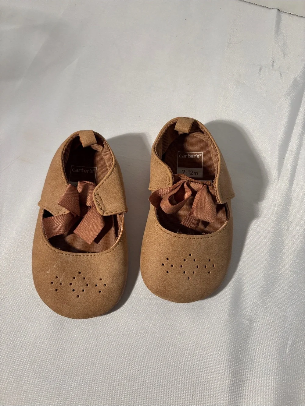 Carter's Brown Toddler Mary Jane Shoes with Ribbon Tie